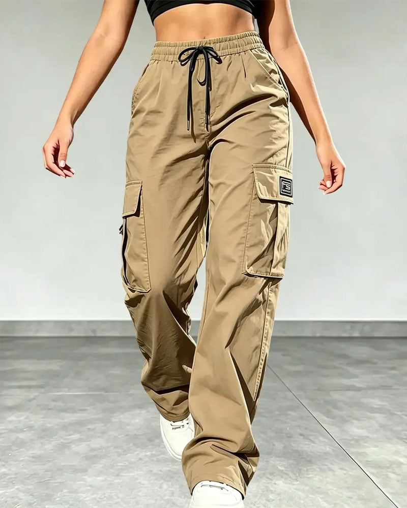 Broek Elastische Taille Trekkoord Zak Cargo