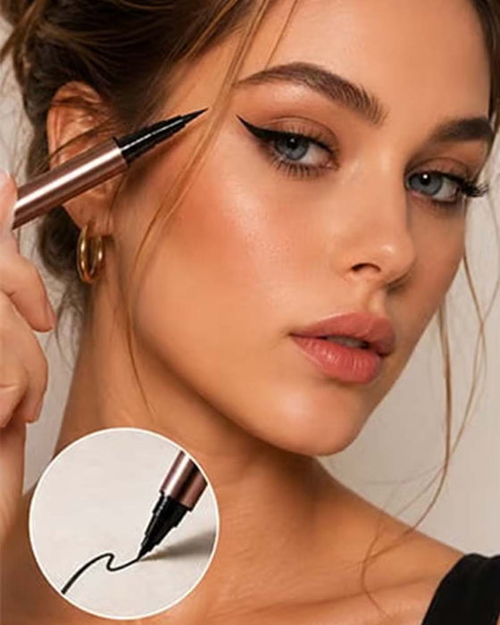Dual-Tip Vloeibare Eyeliner – Scherpe Vleugels, Geen Uitloop, De Hele Dag 🖊️✨