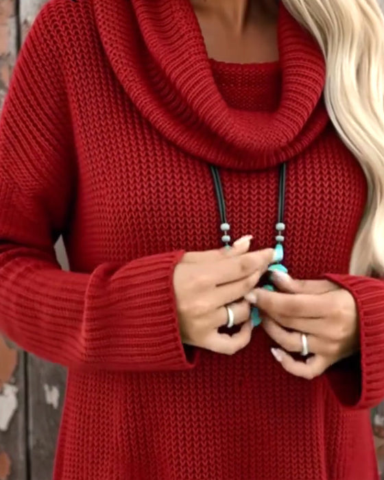 Effen Jurk Met Hoge Halslijn En Stijlvol Design