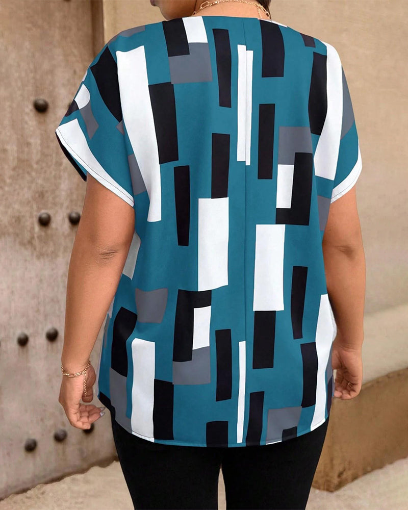 Blouse Print V-Hals Los