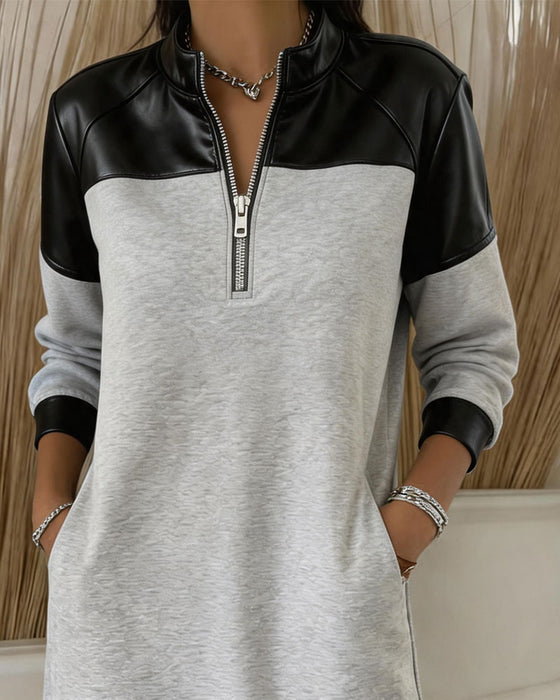 Jurk Halfritsen Casual Sweatshirt
