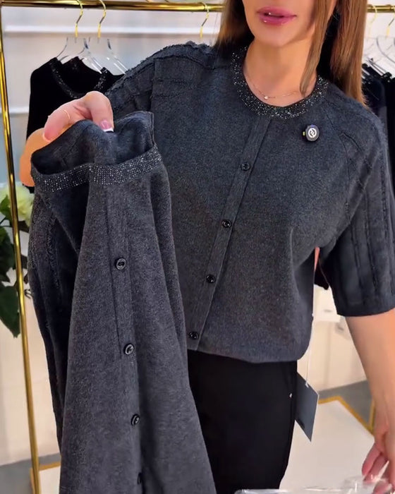 Pullover Ronde Hals Korte Mouw Enkelrijig Geknoopt