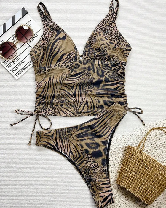 Bikini Bind Band Halter Luipaard Print