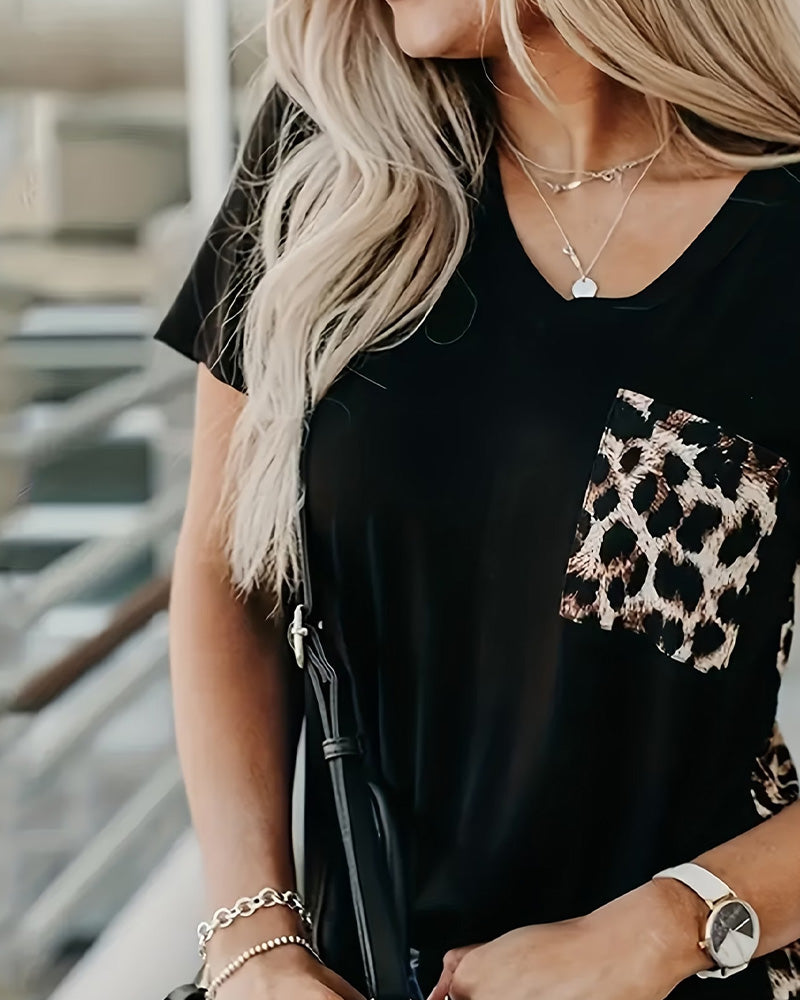 T-Shirt Luipaardprint Korte Mouw