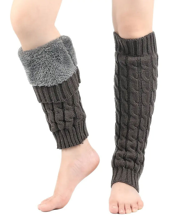 Fleece Gevoerde Kabelgebreide Beenwarmers Thermische Laarzenmanchetten