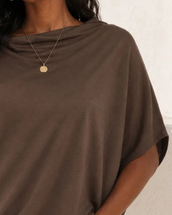 Blouse Gedrapeerde Kraag Effen Kleur