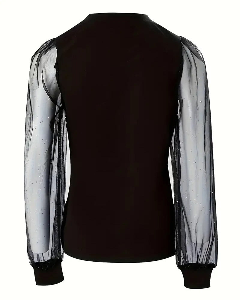 T-shirt modieus onregelmatig knoopje lange mouw