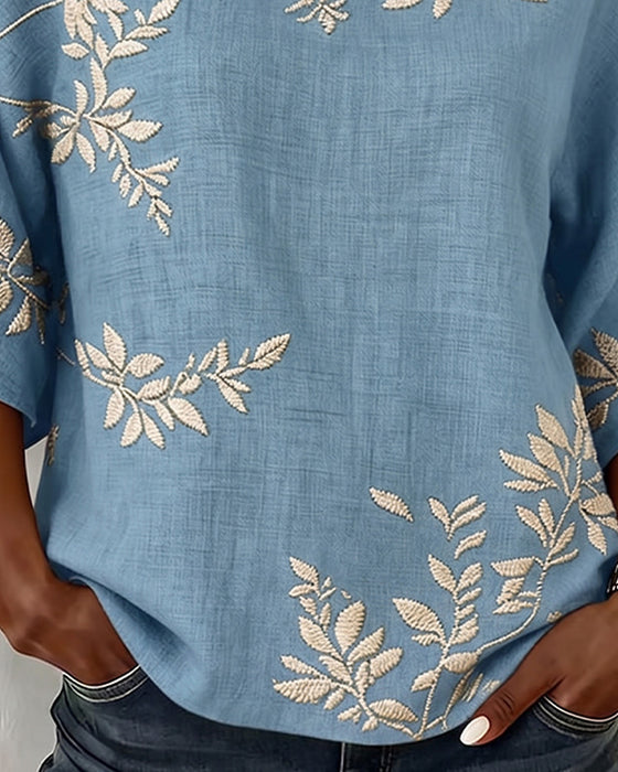 Blouse Ronde Hals Vleermuismouwen Gestreept