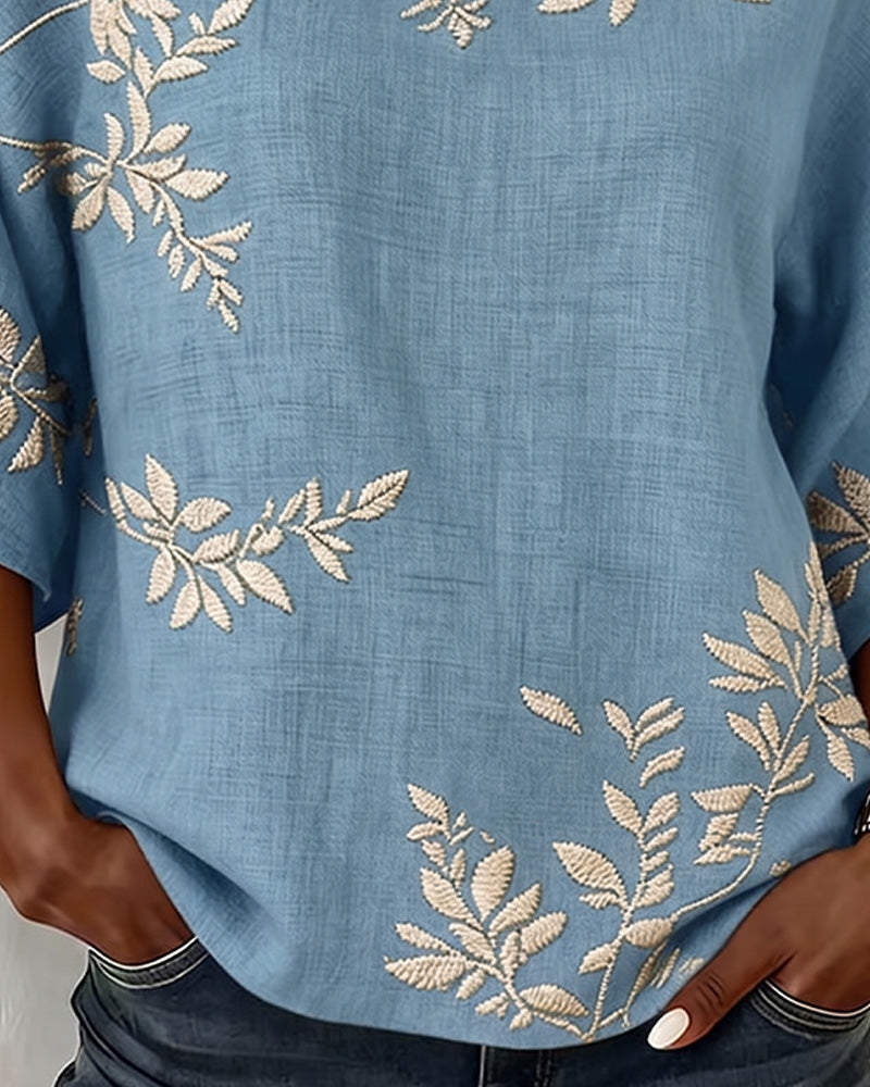 Blouse Ronde Hals Vleermuismouwen Gestreept