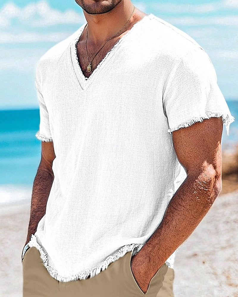 T-Shirt Heren Effen Korte Mouw
