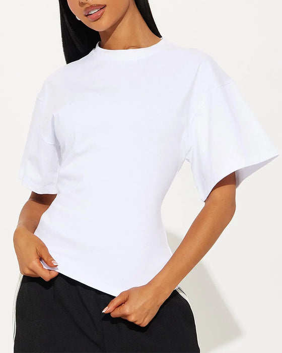 T-Shirts Los Drop Schouder Achter Rits