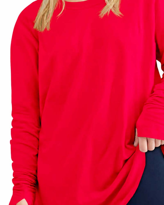 T-Shirt Ronde Hals Lange Mouw Effen Loszittend