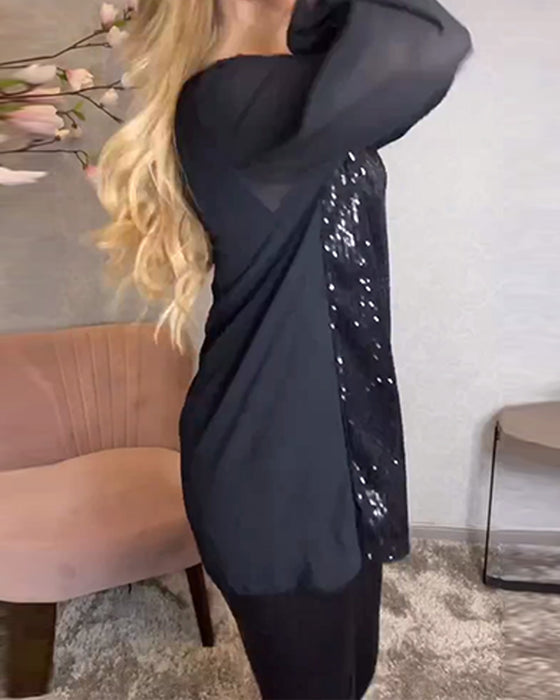 Shirt Ronde Hals Lange Mouw Pailletten