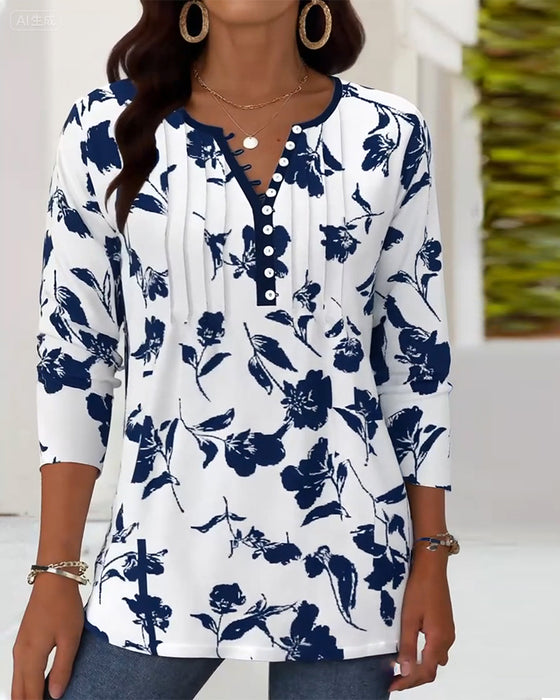 Blouse Knopen Print Mode