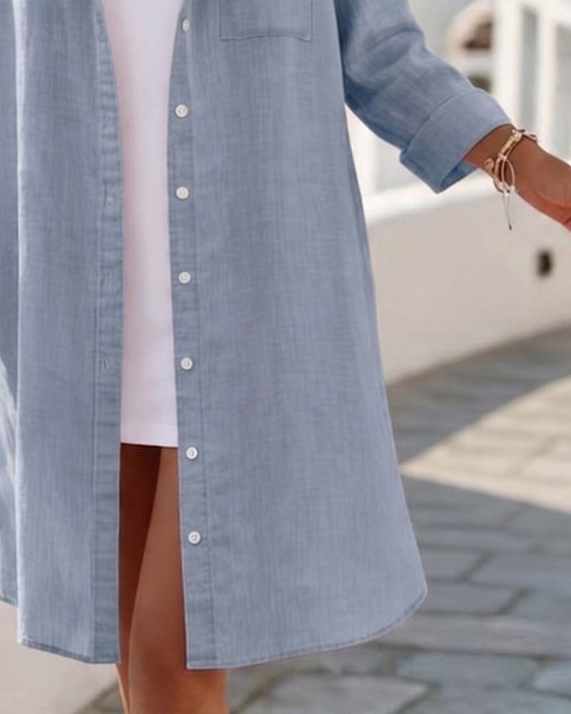 Jurk Rever Knoop Lang Shirt