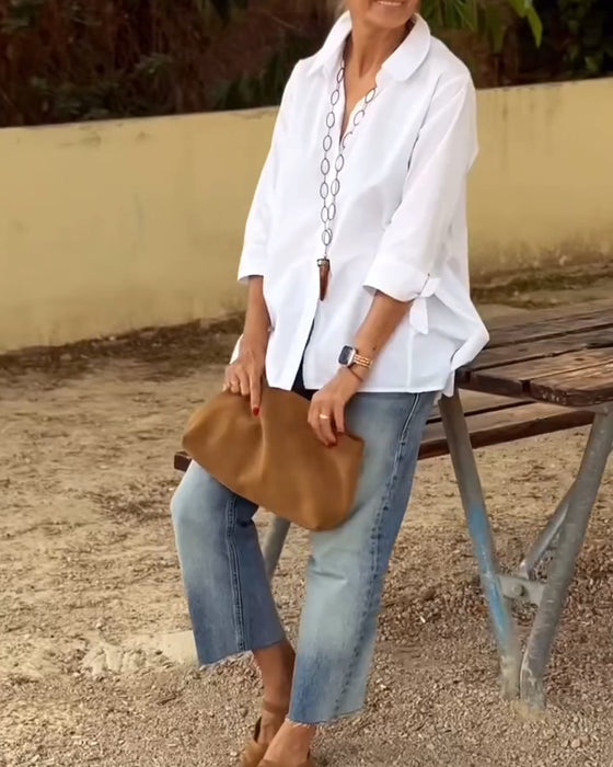 Casual Shirt Met Jasrevers En Lange Mouwen