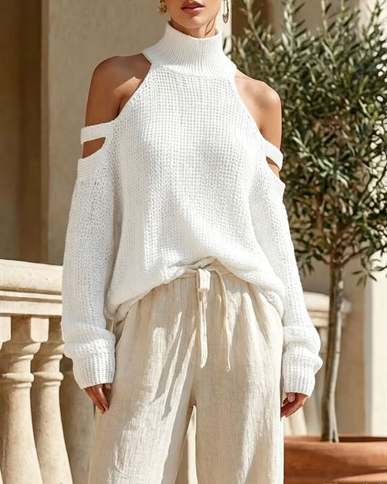 Pullover Turtleneck Hangende Kraag Schouder-Cutout