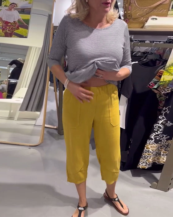 Broek Casual Taps Toelopend Katoen En Linnen Kort