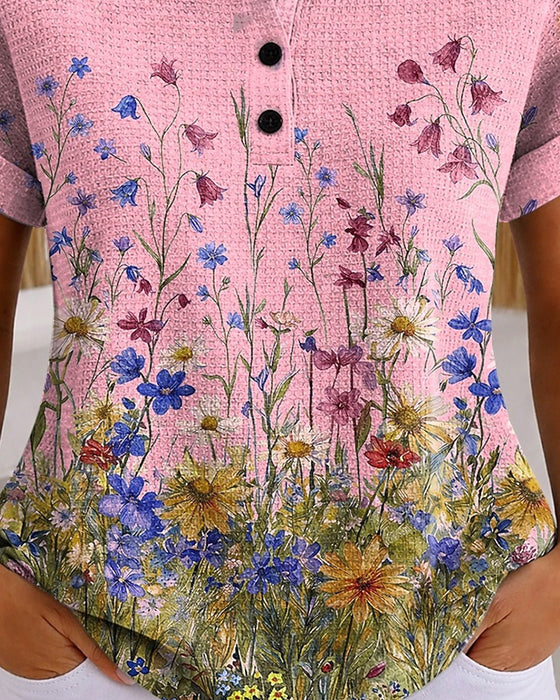 Top Henley Wilde Bloem Daisy Wafel