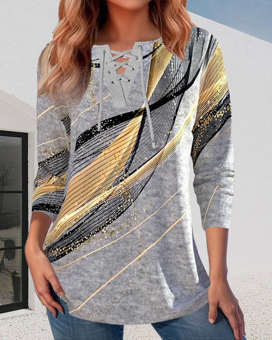 Creatieve gestreepte top met print