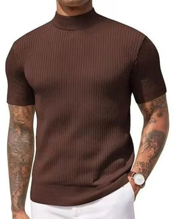 T-Shirt Mock Neck Heren Korte Mouw