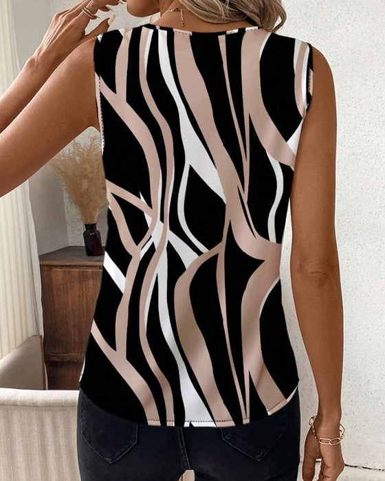 Vest V-Hals Bloemen Mouwloos