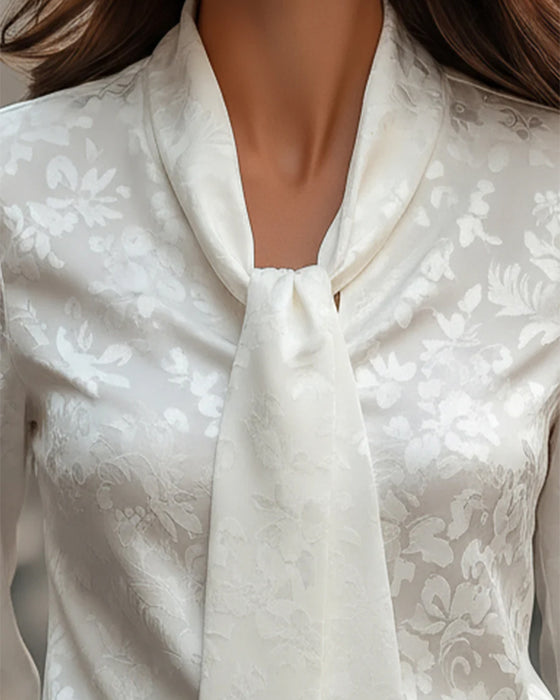 Effen Kleur Blouse Met Lint En Woon-Werk Veelzijdigheid