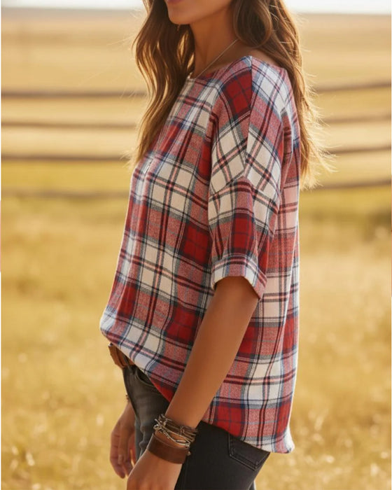 Blouses Ronde Hals Tartan