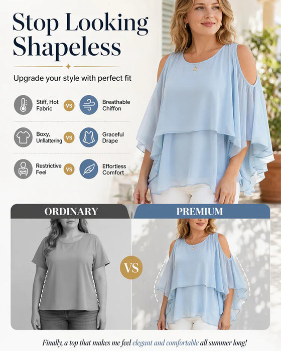 Blouse Rondhals Blote Schouder Asymmetrisch