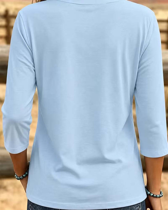 Top Crew Hals Patchwork Asymmetrische Zoom