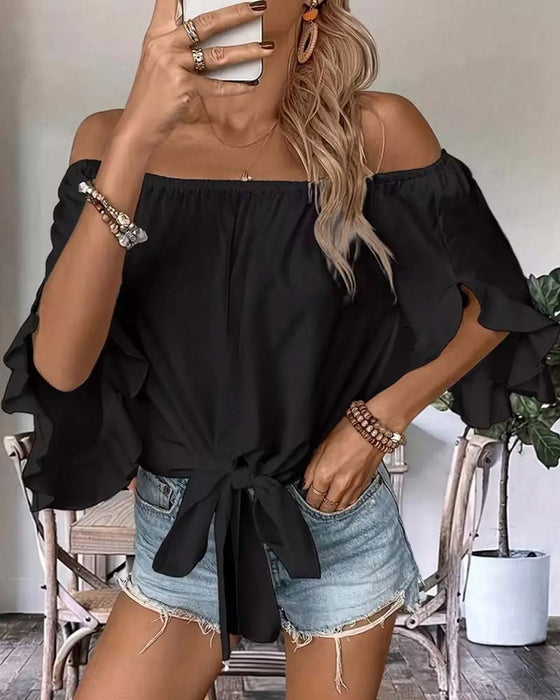 Blouse Bandage Off-Shoulder Gerimpelde Mouw