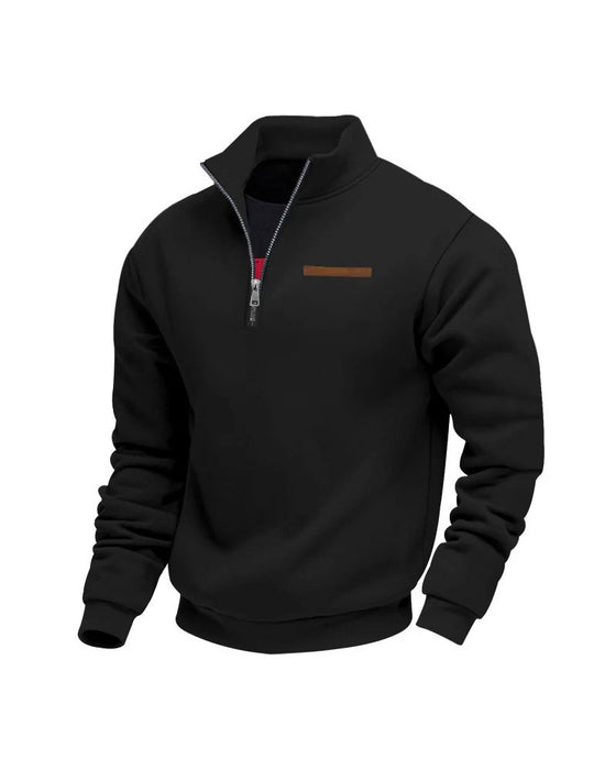 Sweatshirt Effen Kleur Staande Kraag Rits