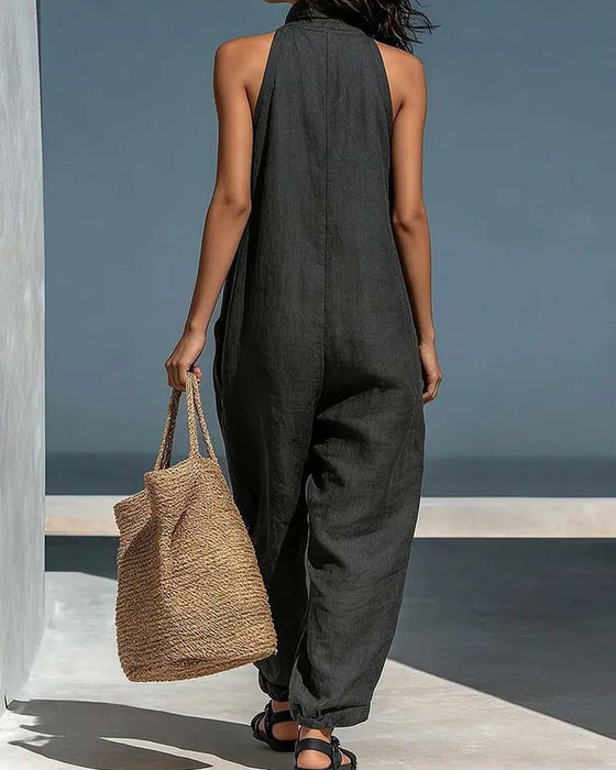 Jumpsuit Halter Hals Mouwloos
