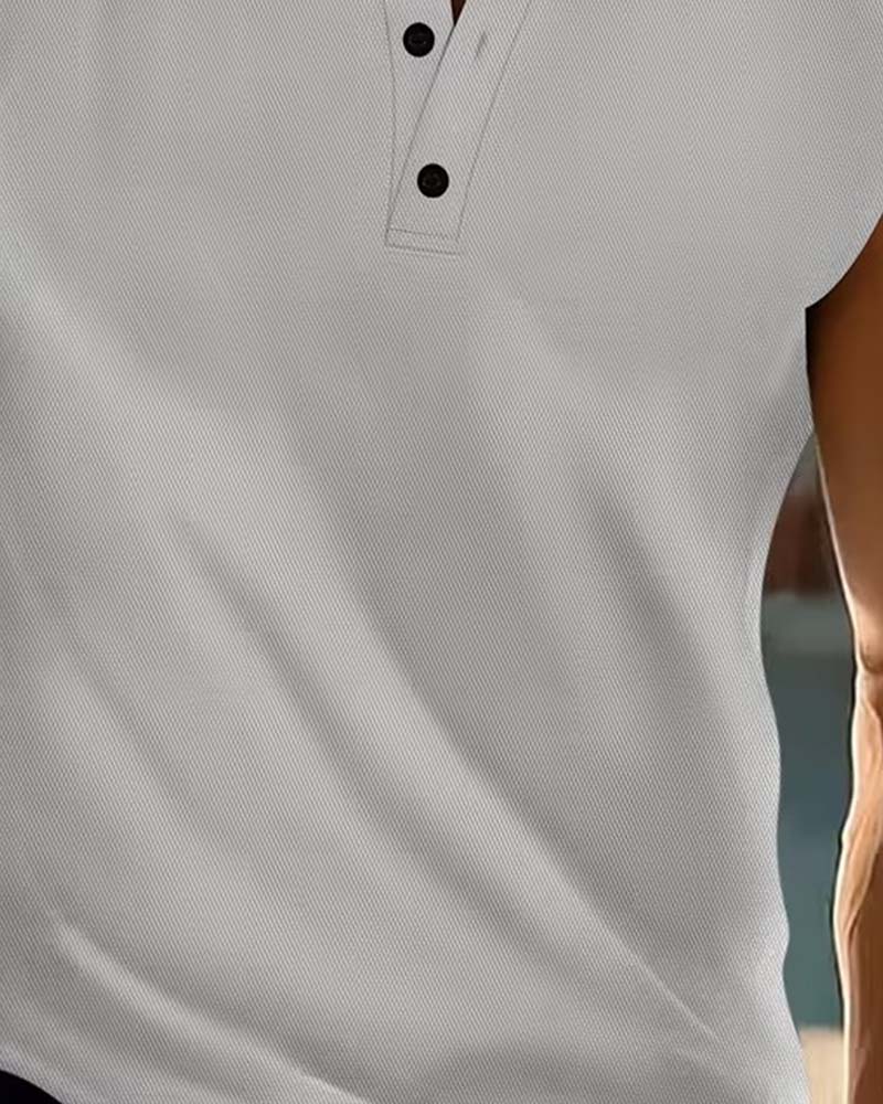 Tanktop Heren Henley Effen Sport