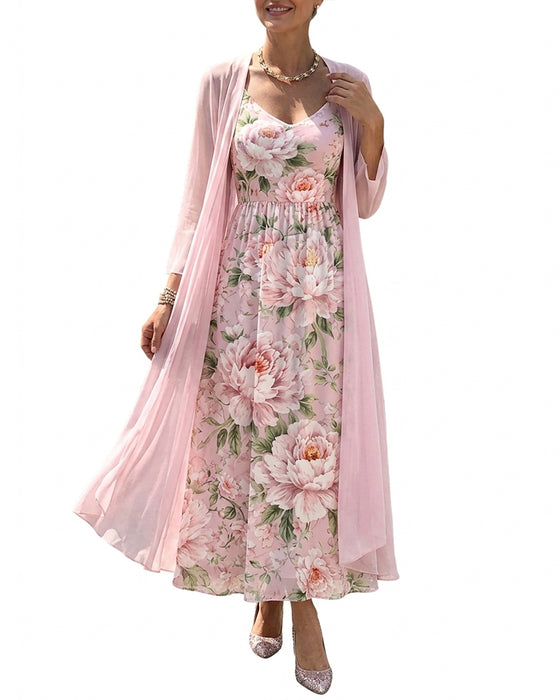 Set Bloemen Afdruk Jurk Tweedelig