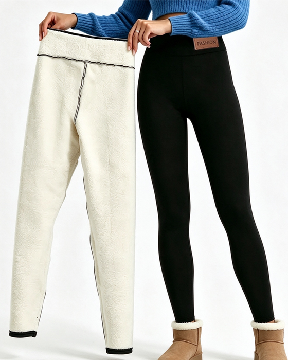 Leggings Fleece-Gevoerd Effen Zak