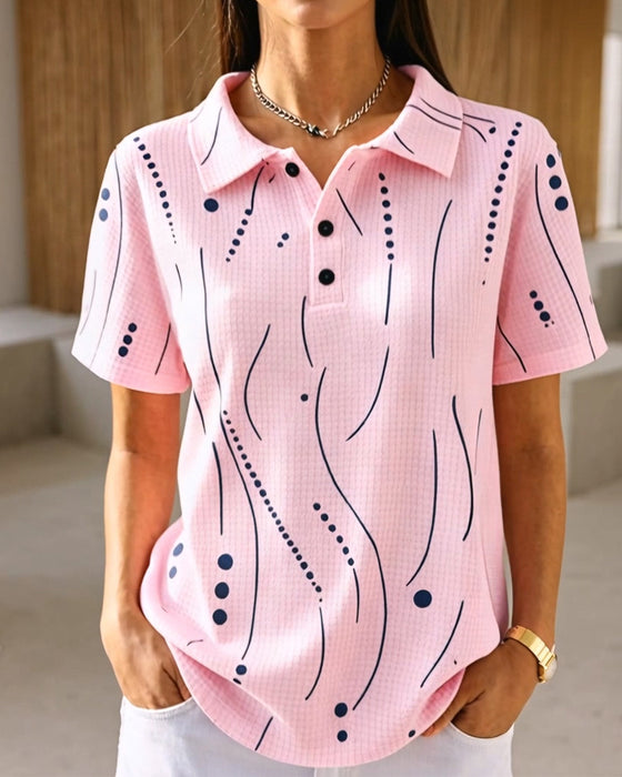 Blouse Polo Kraag Lijn Knoop