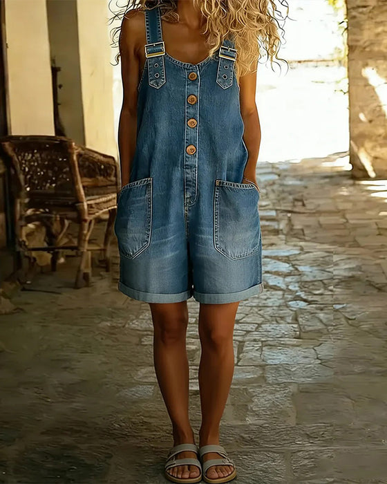Jumpsuits Met Casual Denimshorts