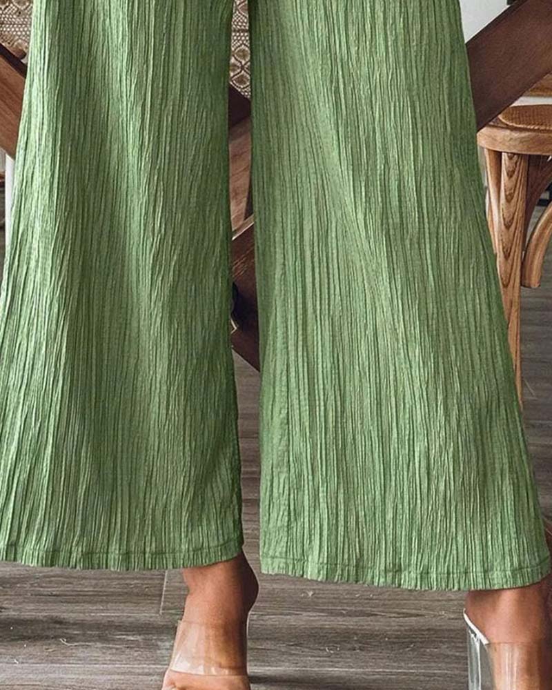 Broek Opstrijkzak Effen Elastische Taille Casual