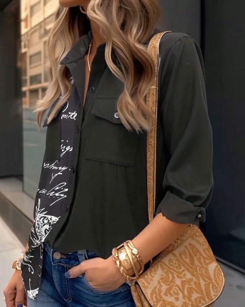 Shirt Kraag Zak Graffitiprint