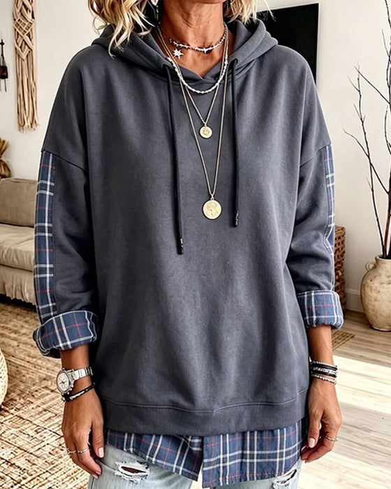 Hoodie Ruit Mock Gelaagd