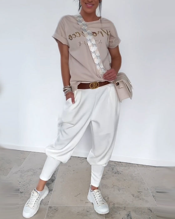Broek Modieus Effen Kleur Kort