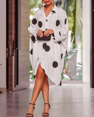 Jurk casual stippen lange mouwen