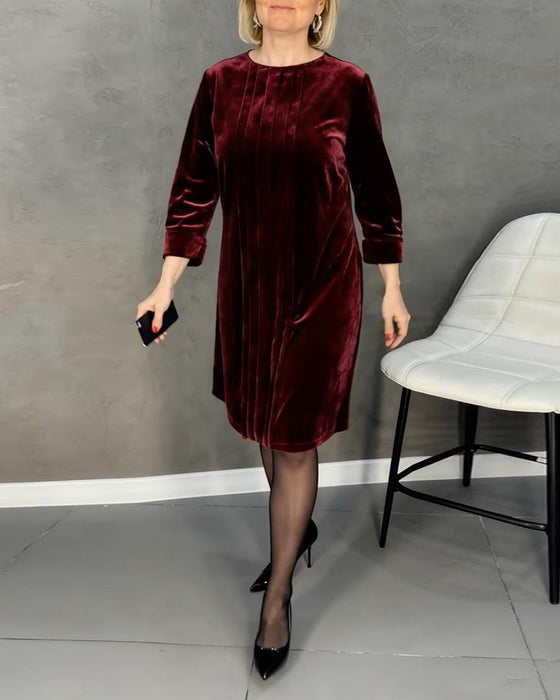 Jurk Ronde Hals Geplisseerd