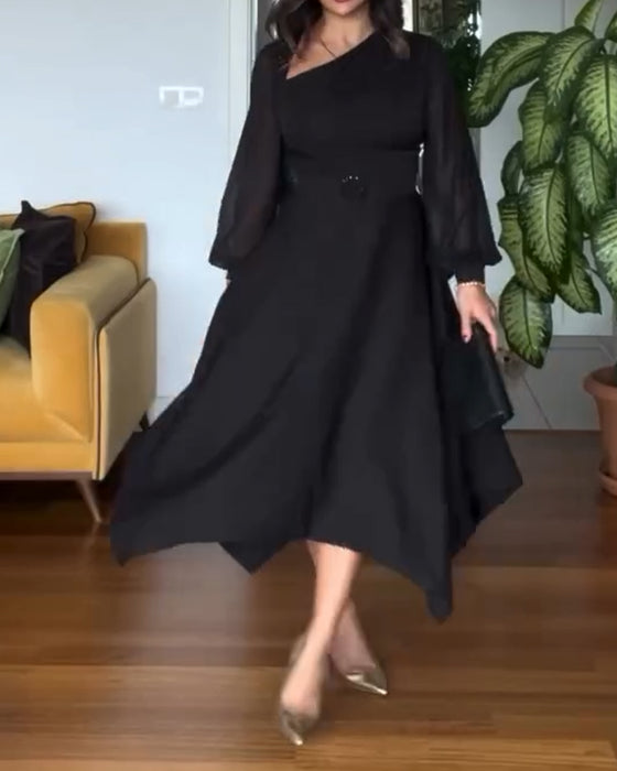 Jurk Met Kralen Pofmouwen Taille Taille