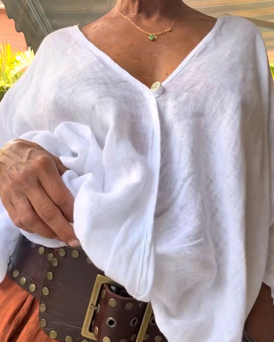 Blouse V-Hals Asymmetrisch Effen Relaxed