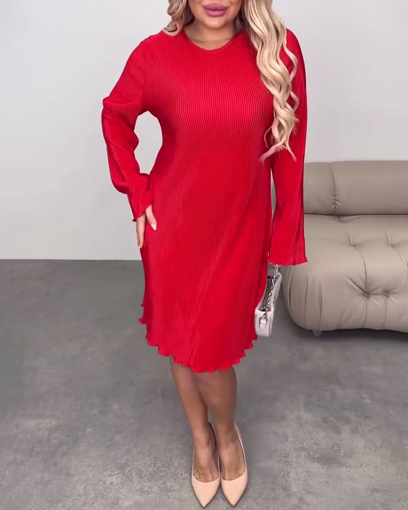 Casual jurk effen kleur knielengte