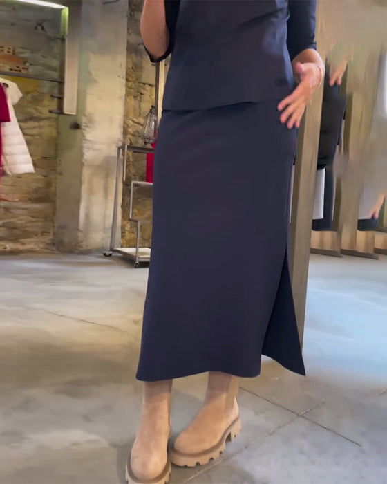 Eenvoudige rok met ronde hals, effen kleur