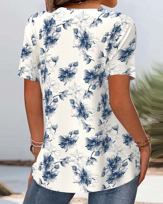 Blouse Bloemenprint Korte Mouwen