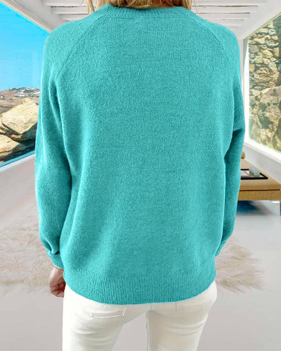 Effen kleur casual trui met enkele rij knopen